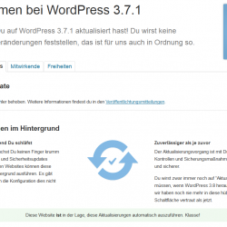 Dashboard-Ansicht nach dem Update auf Wordpress 3.7.1
