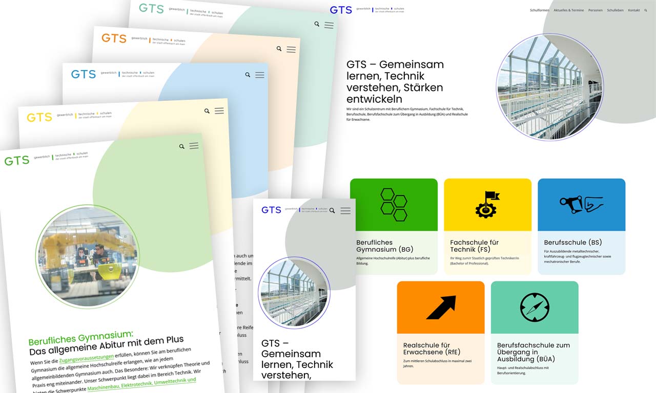 Screenshot GTS-Offenbach mit 3 responsiven Web-Ansichten